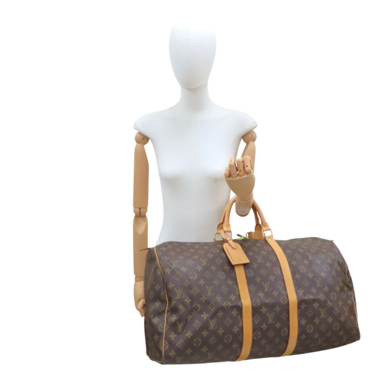 棕色 原花帆布 Keepall 55 行李袋 手提包 無鑰匙【LOUIS VUITTON LV 路易威登】 M41424-9