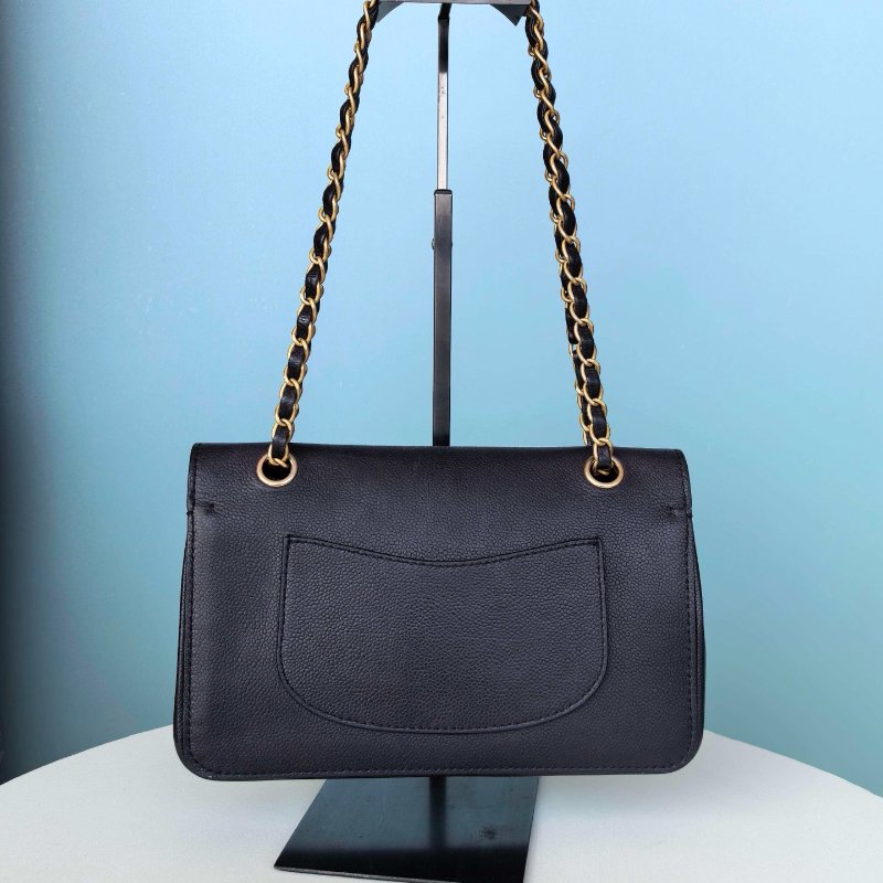 香奈兒/Chanel 黑金荔枝紋CF牛皮鏈條肩背包-6