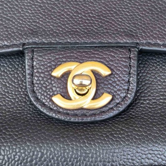 香奈兒/Chanel 黑金荔枝紋CF牛皮鏈條肩背包-9