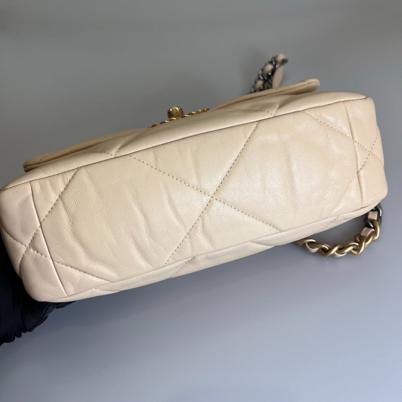 CHANEL 19小號肩背包 羊皮膚色 AS1162/28開-4