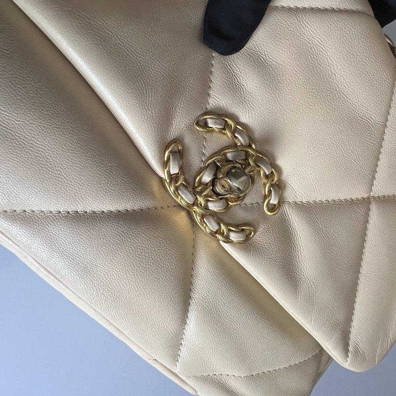 CHANEL 19小號肩背包 羊皮膚色 AS1162/28開-7