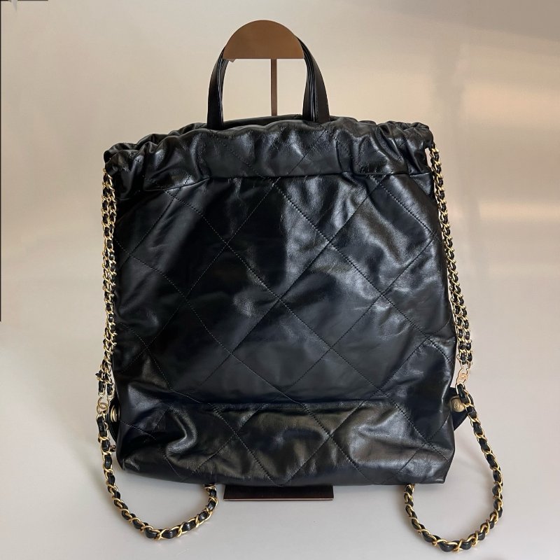 CHANEL 22包小號後背包 黑金 晶片款-1