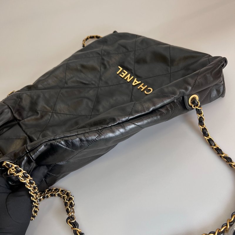 CHANEL 22包小號後背包 黑金 晶片款-2