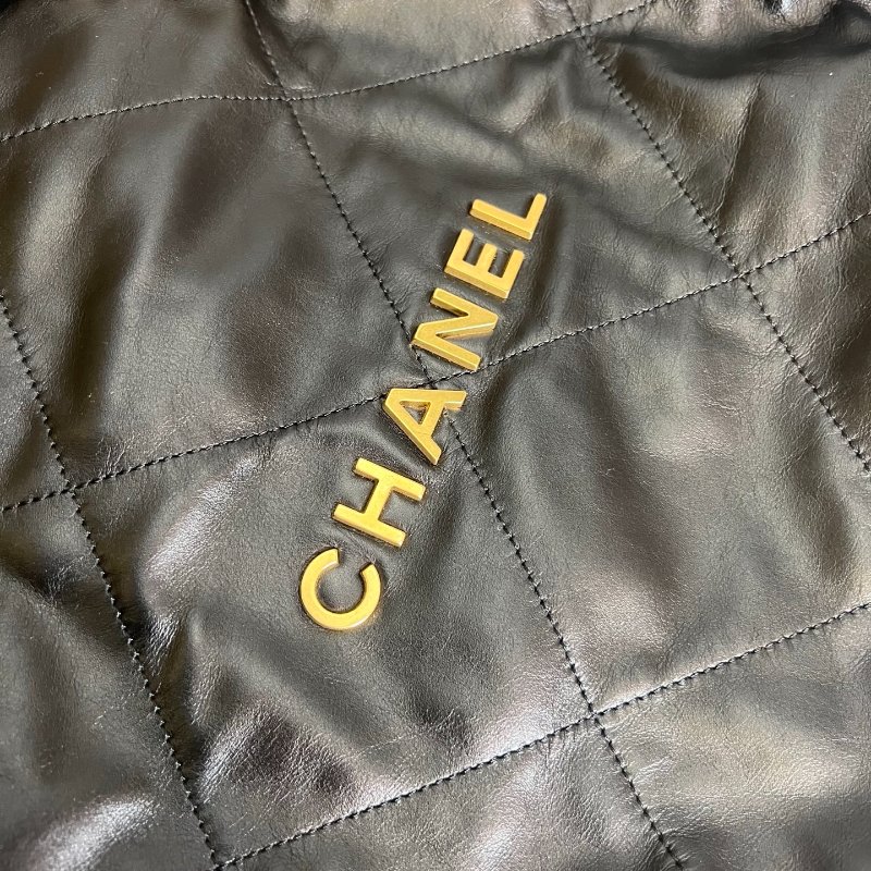 CHANEL 22包小號後背包 黑金 晶片款-9