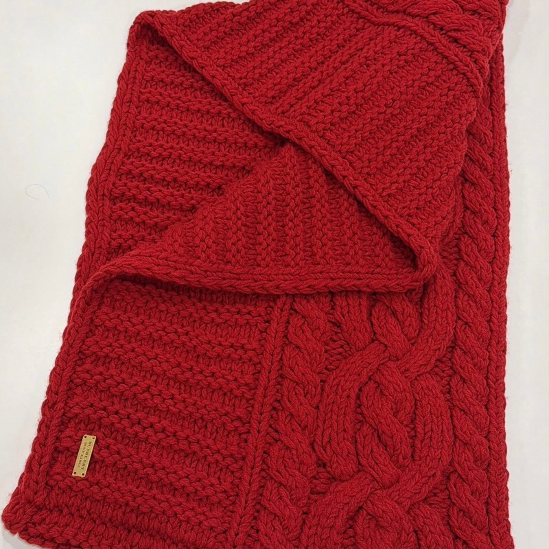 BURBERRY 藍標 編織毛料套脖圍巾 紅色-0