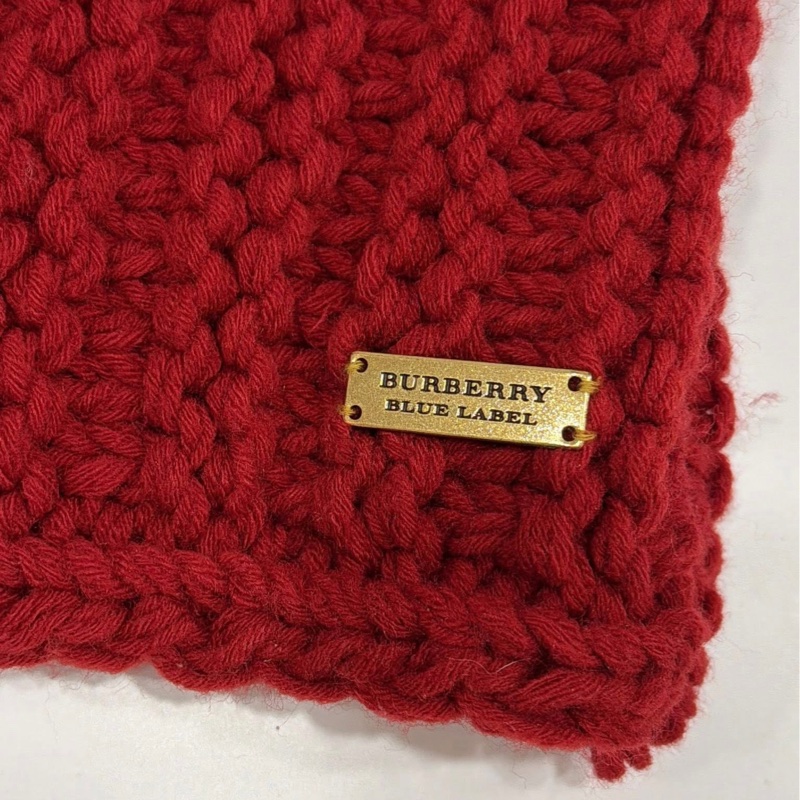 BURBERRY 藍標 編織毛料套脖圍巾 紅色-1