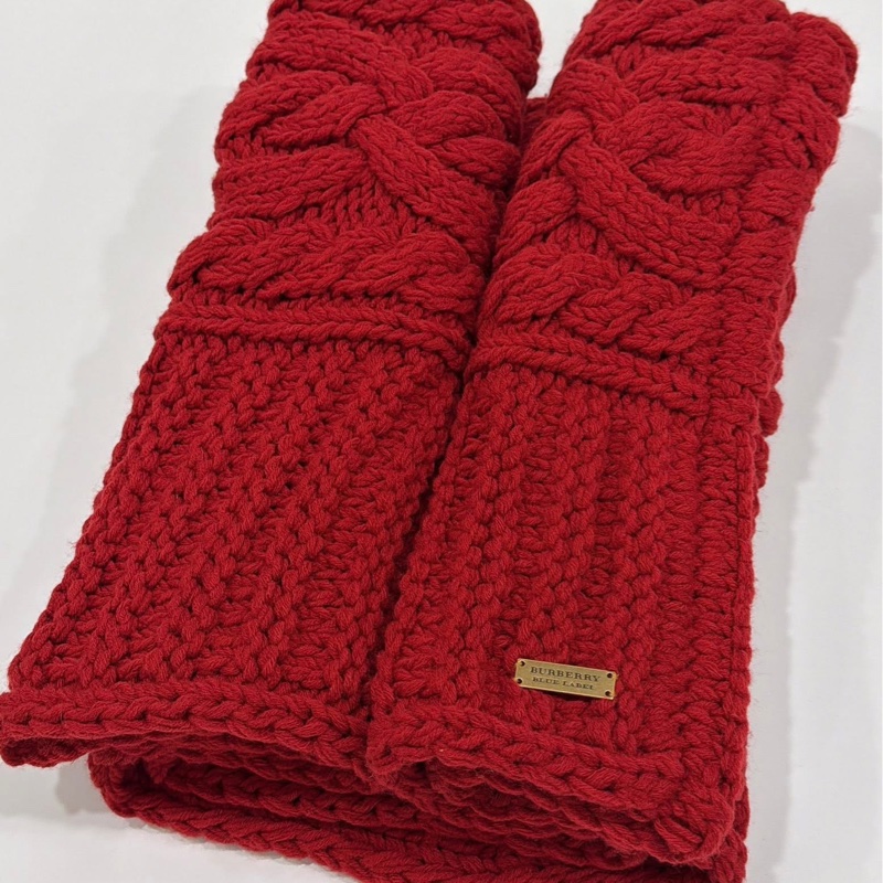 BURBERRY 藍標 編織毛料套脖圍巾 紅色-2