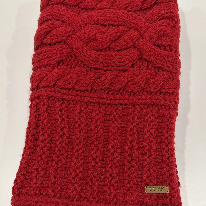 BURBERRY 藍標 編織毛料套脖圍巾 紅色-4