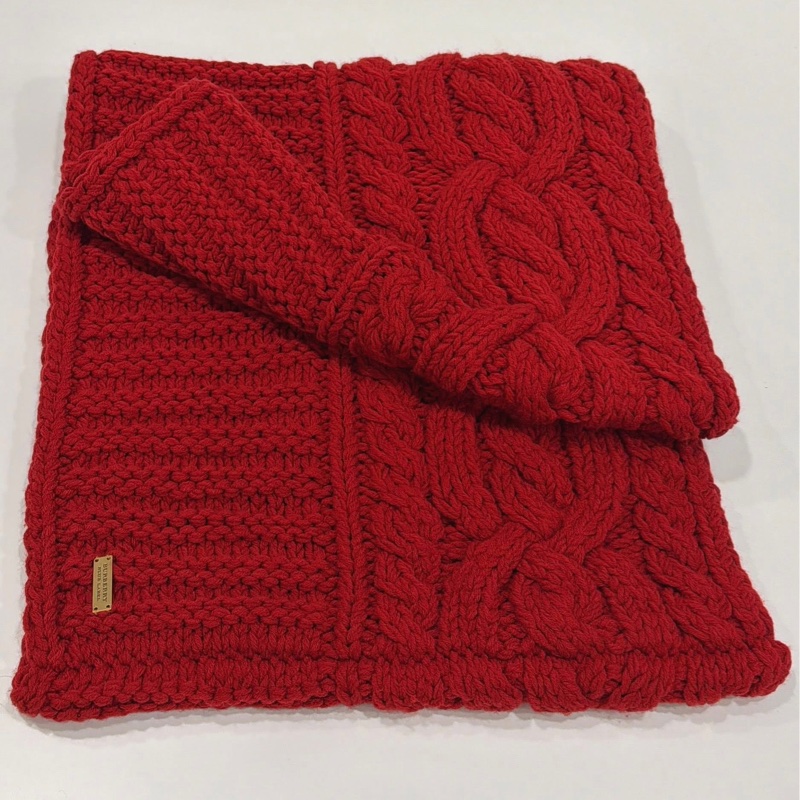 BURBERRY 藍標 編織毛料套脖圍巾 紅色-7