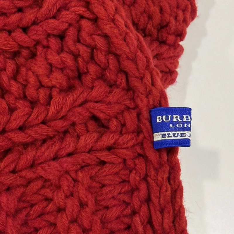 BURBERRY 藍標 編織毛料套脖圍巾 紅色-8