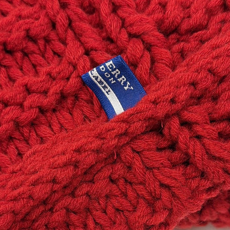 BURBERRY 藍標 編織毛料套脖圍巾 紅色-9