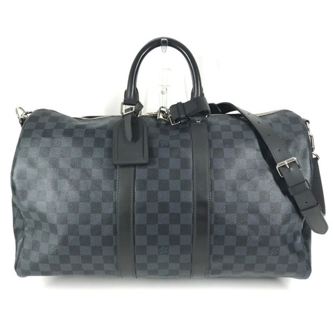 路易威登 N41349 Damier Cobalt Keepall Bandouliere 45 兩用單肩背包，波士頓帆布，男士，海軍藍
