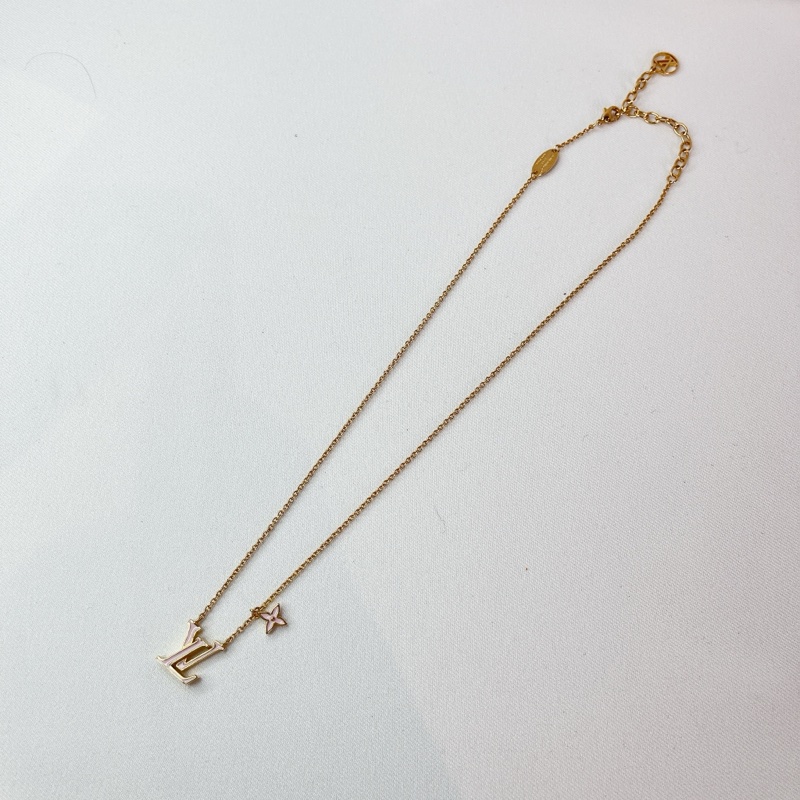 莉亞精品♡ LV M01215 粉琺瑯項鍊 二手-0