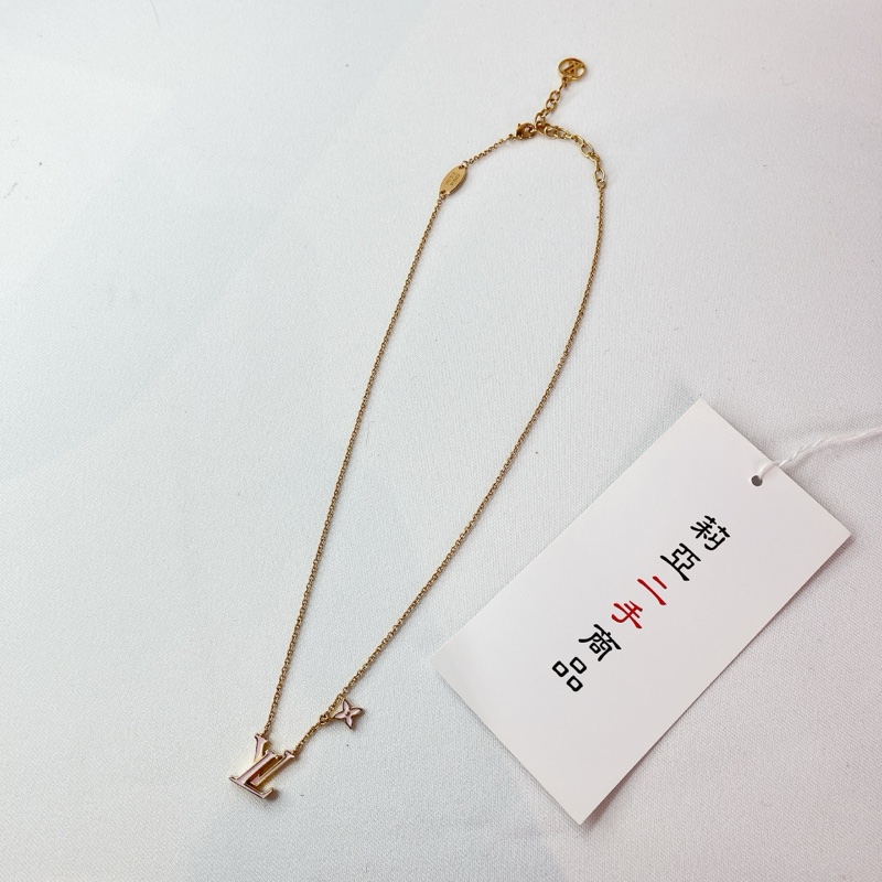莉亞精品♡ LV M01215 粉琺瑯項鍊 二手-3