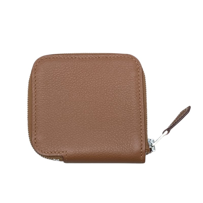 HERMES 愛馬仕 SILK IN 絲巾零錢包 EPSOM 普皮 棕色 銀釦-1