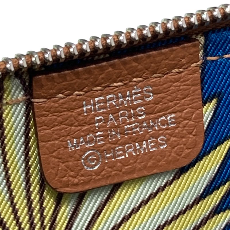 HERMES 愛馬仕 SILK IN 絲巾零錢包 EPSOM 普皮 棕色 銀釦-6