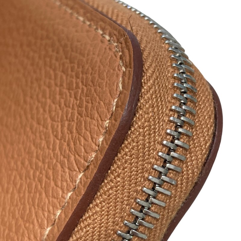 HERMES 愛馬仕 SILK IN 絲巾零錢包 EPSOM 普皮 棕色 銀釦-7