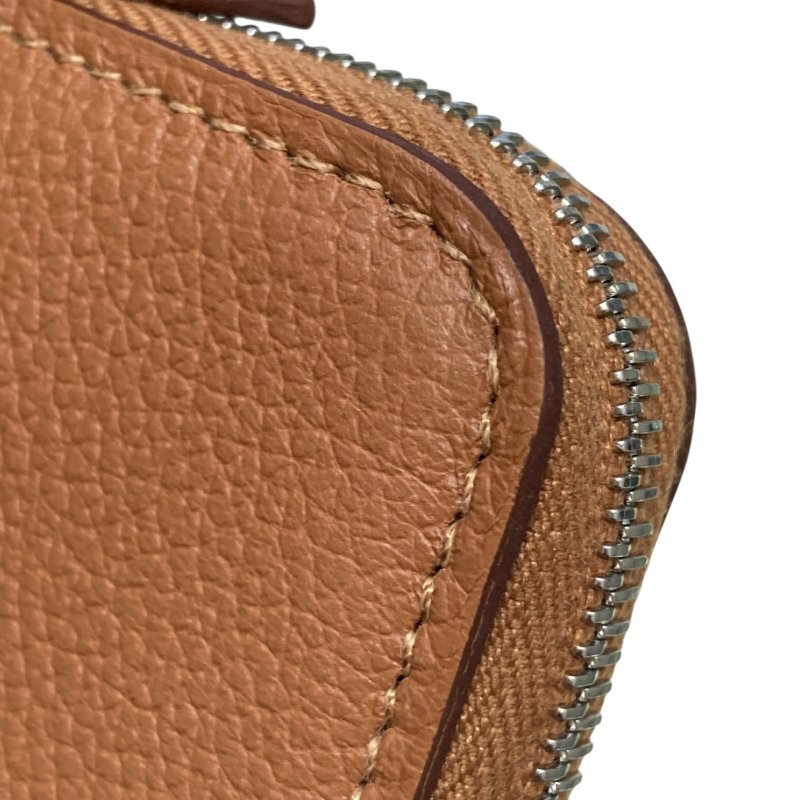 HERMES 愛馬仕 SILK IN 絲巾零錢包 EPSOM 普皮 棕色 銀釦-8