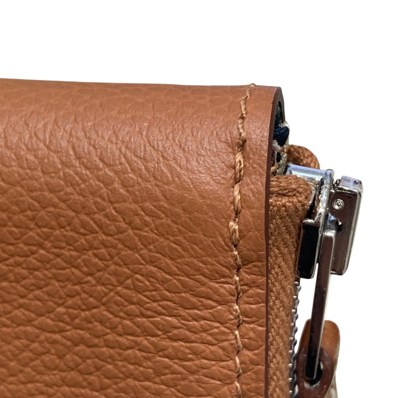 HERMES 愛馬仕 SILK IN 絲巾零錢包 EPSOM 普皮 棕色 銀釦-10