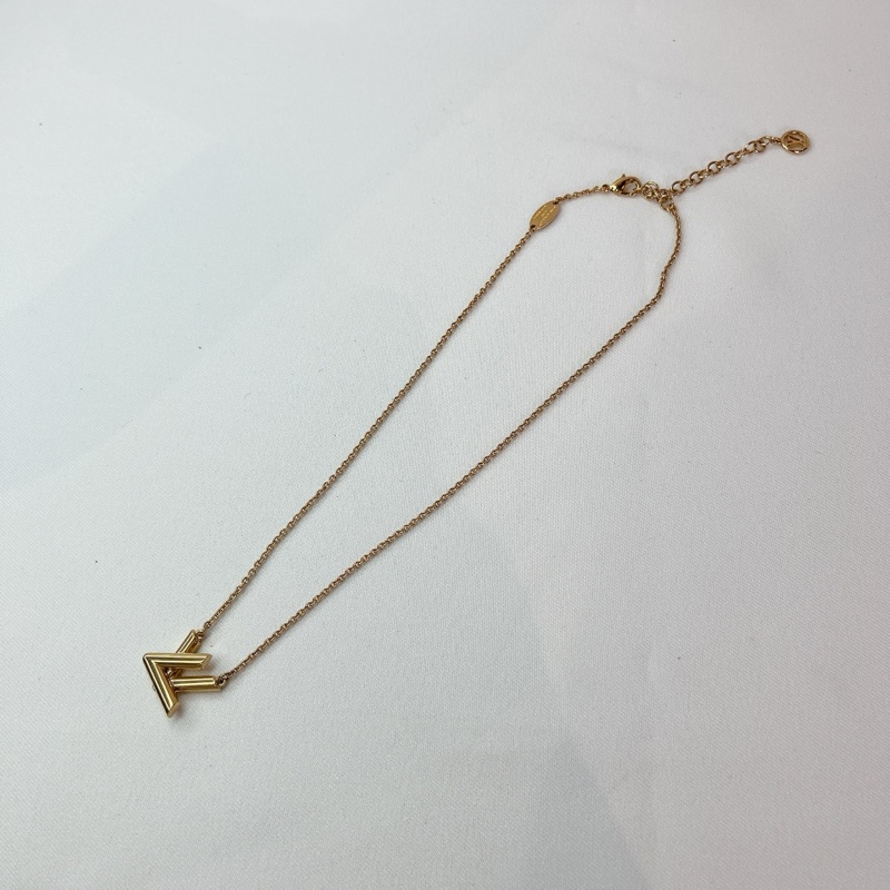 莉亞精品♡ LV M01729 雙V項鍊 金色 二手-0