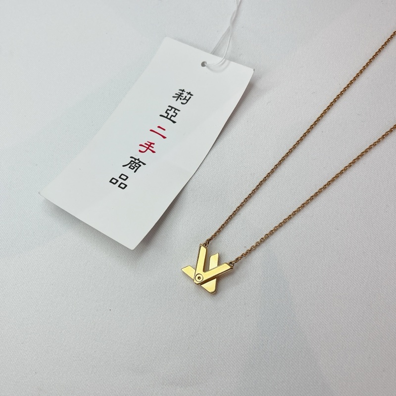 莉亞精品♡ LV M01729 雙V項鍊 金色 二手-4