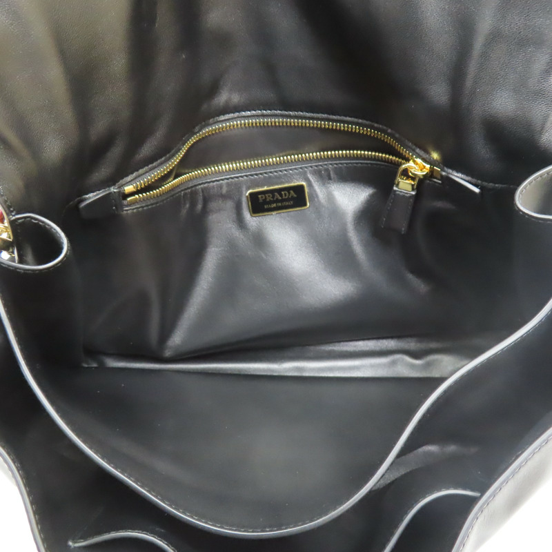 黑色 牛皮 Soft Sound 大號 肩背包【PRADA 普拉達】 1BD378-4