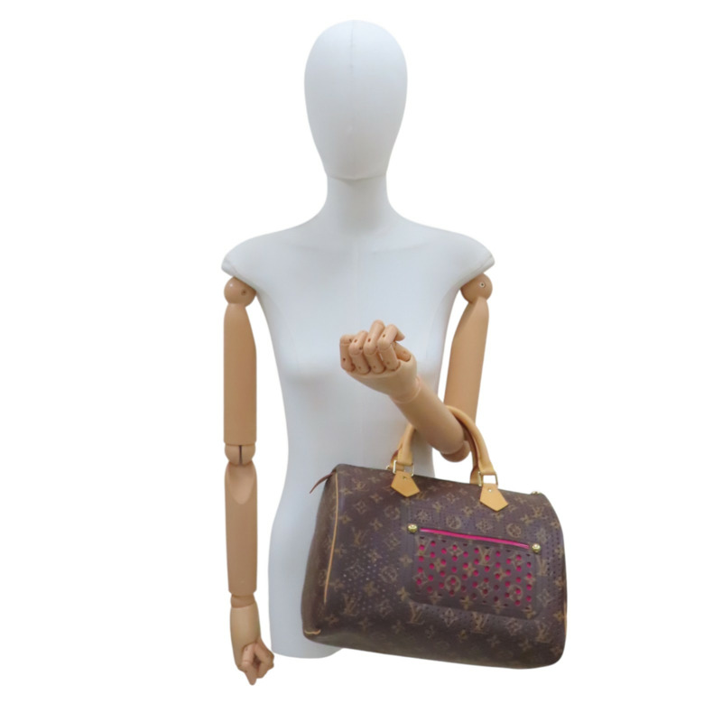 棕色 縷空 原花帆布 Speedy 30 手提包【LOUIS VUITTON LV 路易威登】 M95180-9