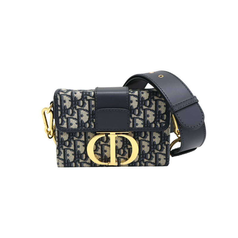 藍色 緹花帆布 30 Montaigne 肩背包【Dior 迪奧】-0