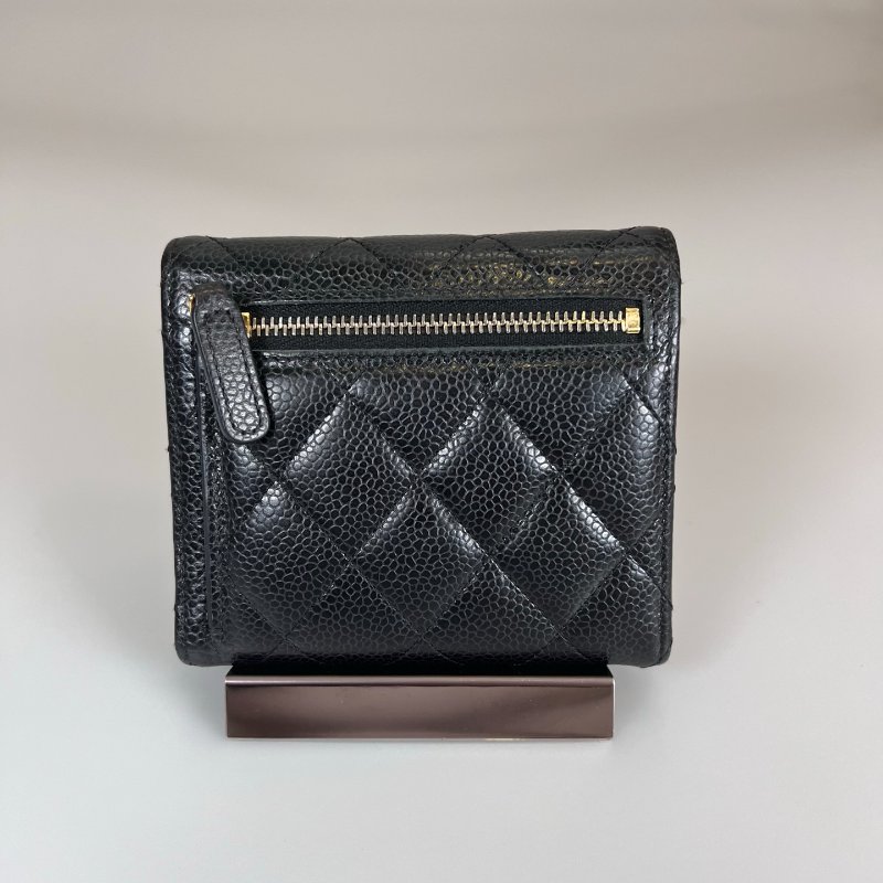 CHANEL CF三折短夾 荔枝黑金 晶片款-2