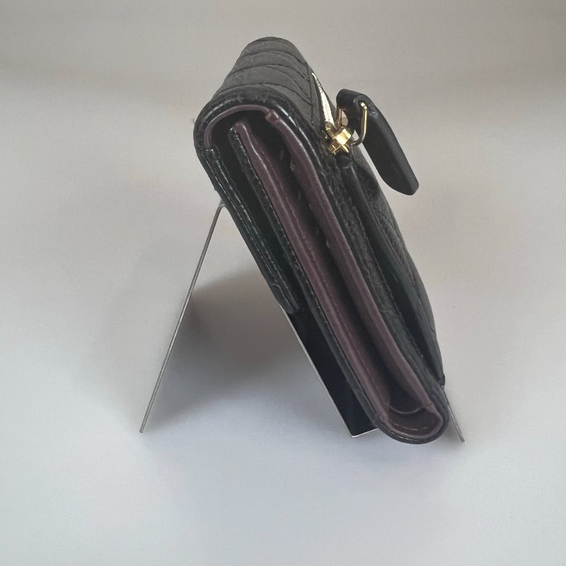 CHANEL CF三折短夾 荔枝黑金 晶片款-4