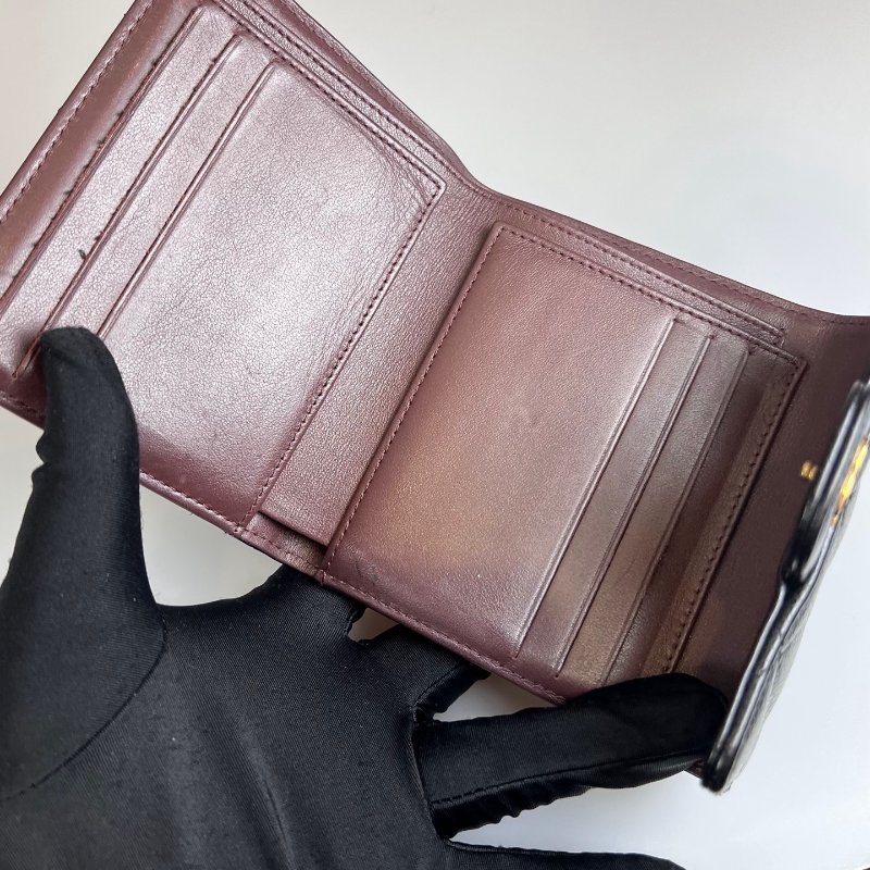 CHANEL CF三折短夾 荔枝黑金 晶片款-6