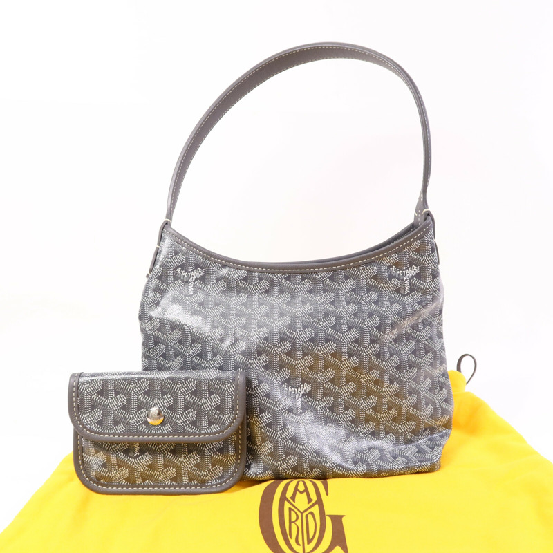 GOYARD 塗層帆布Mini Hobo銀扣手挽袋-9