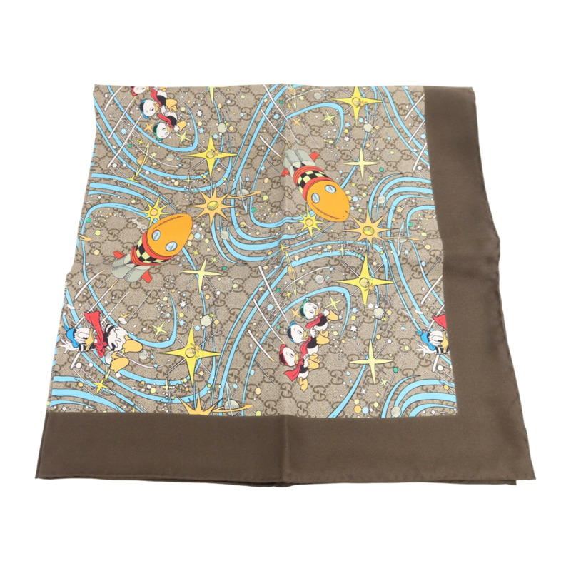 GUCCI 絲質Donald Duck Scarf絲巾-1