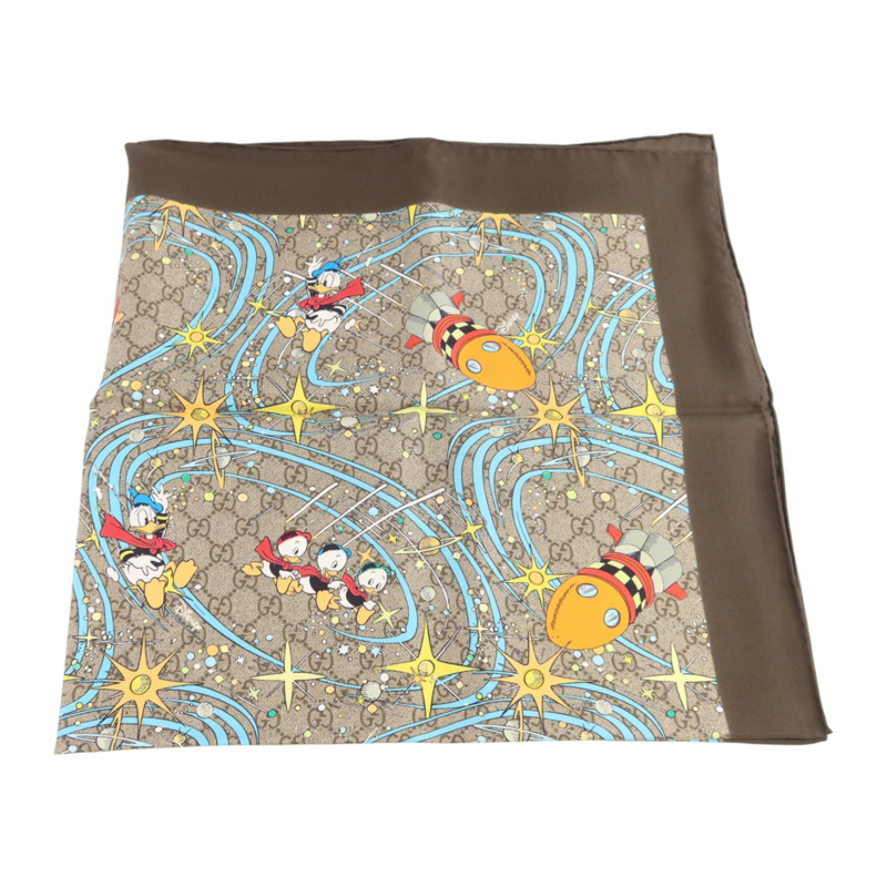 GUCCI 絲質Donald Duck Scarf絲巾-3