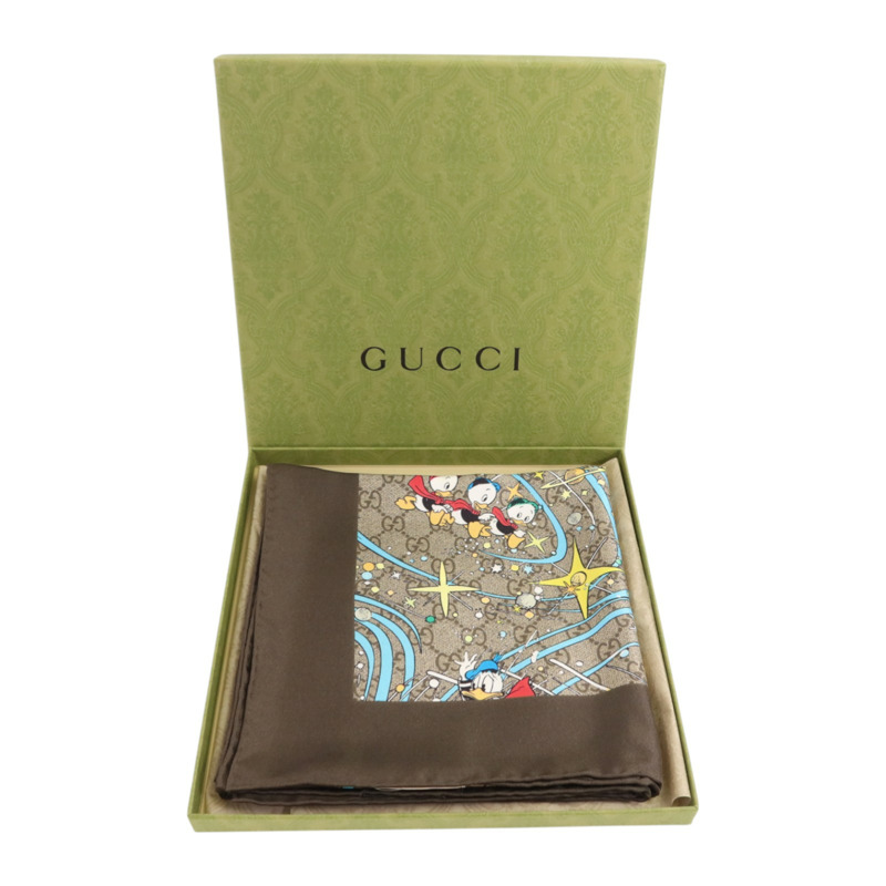 GUCCI 絲質Donald Duck Scarf絲巾-9