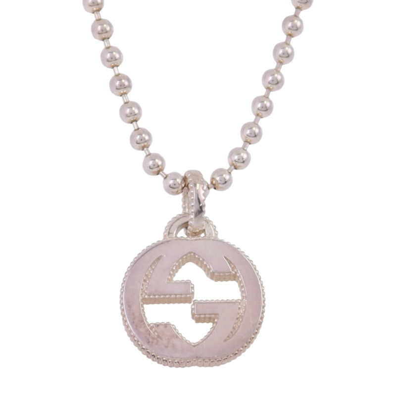 GUCCI 925純銀Interlocking G Necklace銀扣項鏈-1