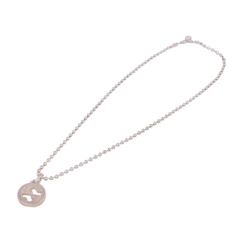GUCCI 925純銀Interlocking G Necklace銀扣項鏈-2