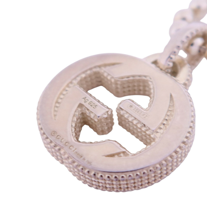 GUCCI 925純銀Interlocking G Necklace銀扣項鏈-3