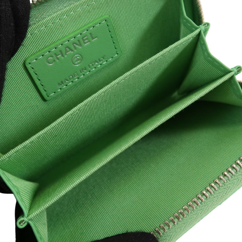 CHANEL 牛皮皮革Card Case銀扣卡套-4