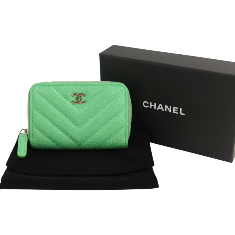 CHANEL 牛皮皮革Card Case銀扣卡套-9
