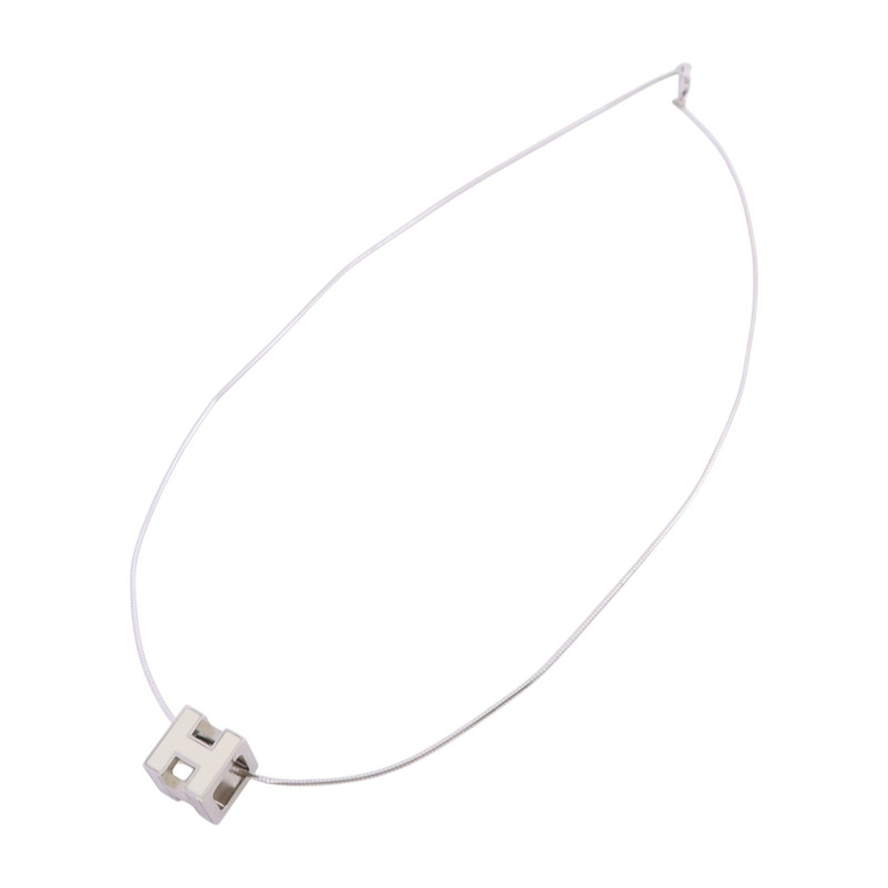 HERMES 金屬/琺瑯Cube d'H (H Cube) Necklace銀扣項鏈-2