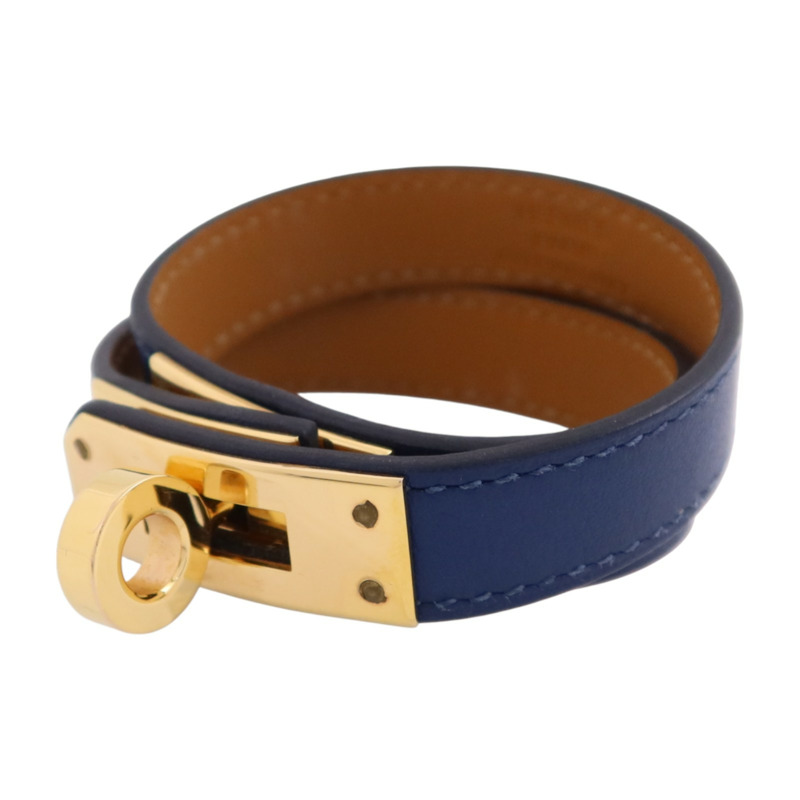 HERMES Swift皮革/金屬Kelly Double Bracelet T1金扣手鏈-1