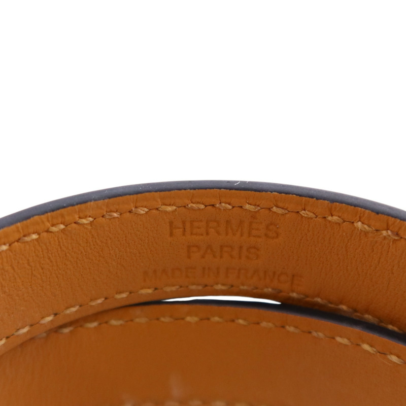 HERMES Swift皮革/金屬Kelly Double Bracelet T1金扣手鏈-7