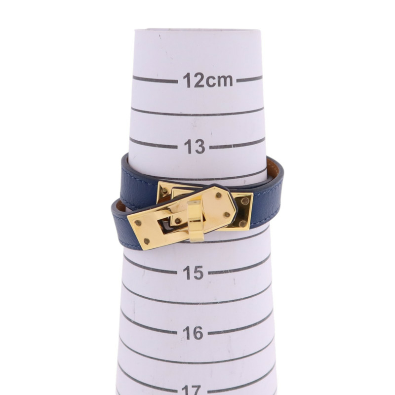 HERMES Swift皮革/金屬Kelly Double Bracelet T1金扣手鏈-8