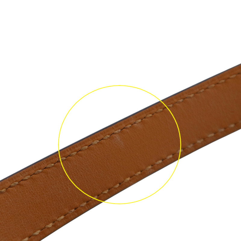 HERMES Swift皮革/金屬Kelly Double Bracelet T1金扣手鏈-13