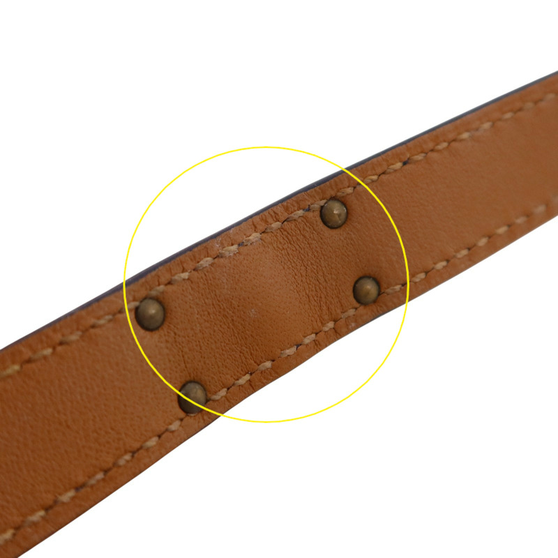 HERMES Swift皮革/金屬Kelly Double Bracelet T1金扣手鏈-14