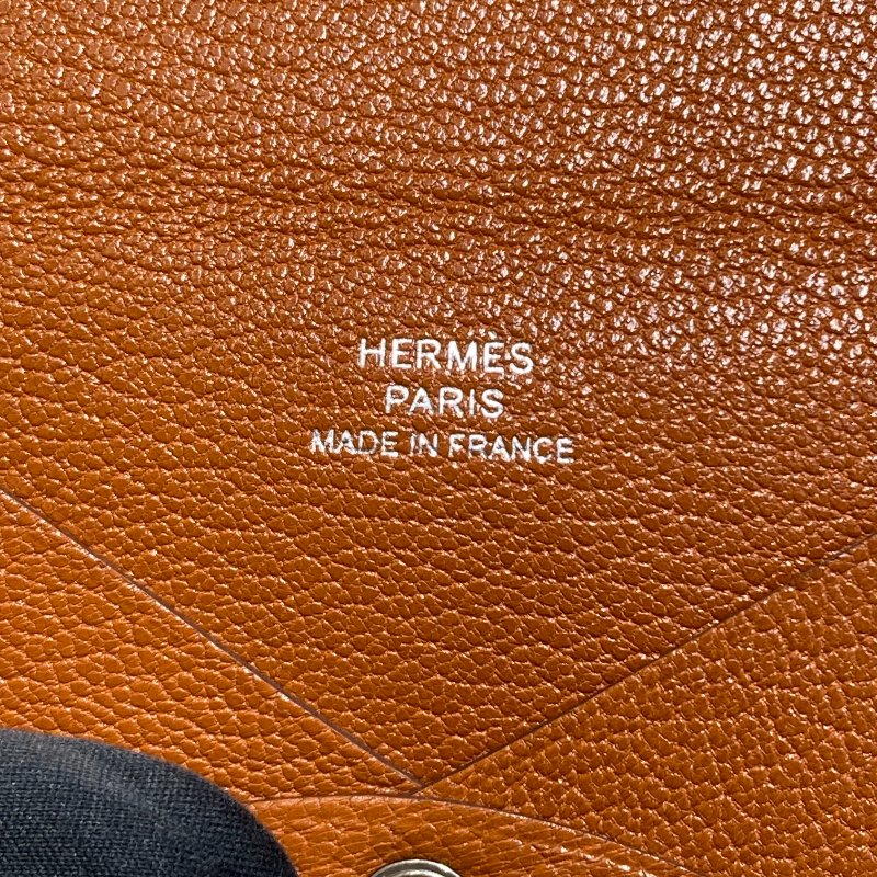 HERMES 愛馬仕 Calvi 山羊皮 卡片夾 棕色 銀釦-10
