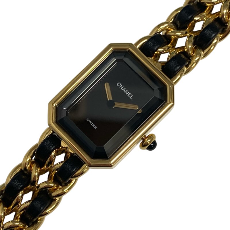CHANEL 香奈兒 H0001 Premiere L 方糖 石英錶 黑金-0