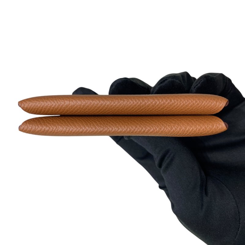 HERMES 愛馬仕 Calvi EPSOM 普皮 卡片夾 棕色 銀釦-4