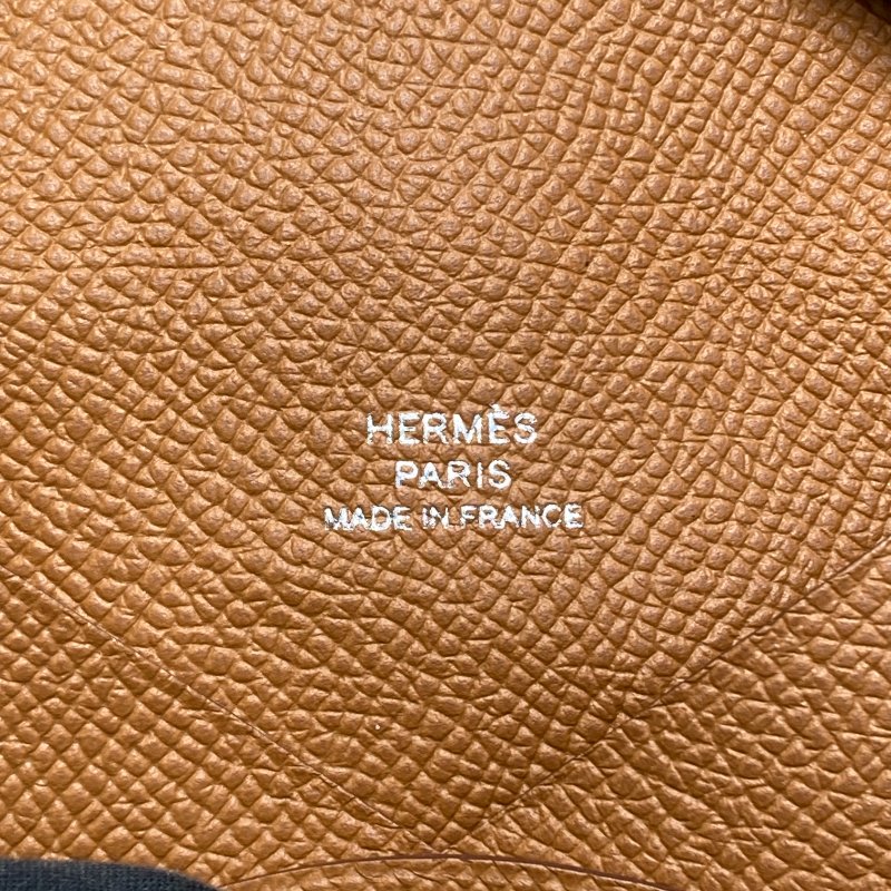 HERMES 愛馬仕 Calvi EPSOM 普皮 卡片夾 棕色 銀釦-8